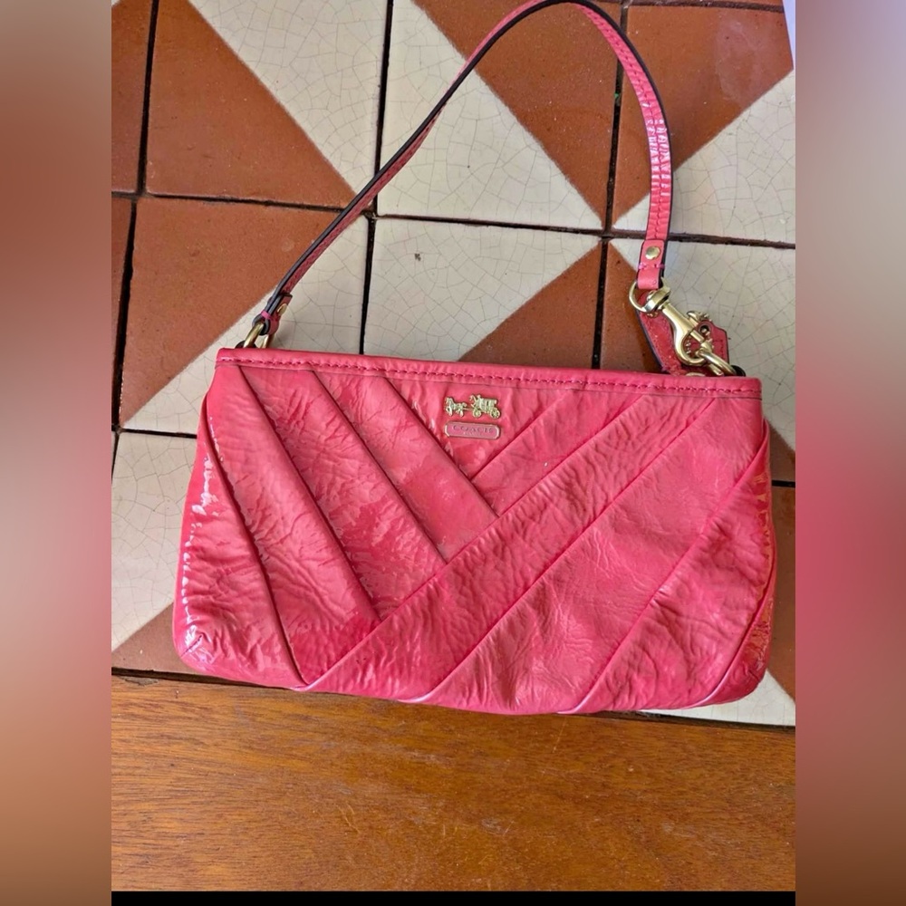 SOLD - Patent Pink Coach Shoulder Bag